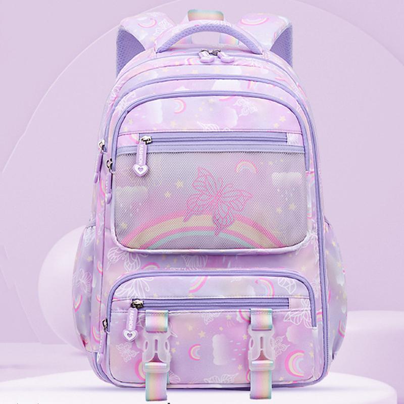 

2024 детские школьные сумки для девочек, ортопедический детский рюкзак принцессы, школьный рюкзак для начальной школы, детская сумка для книг S фиолетовый