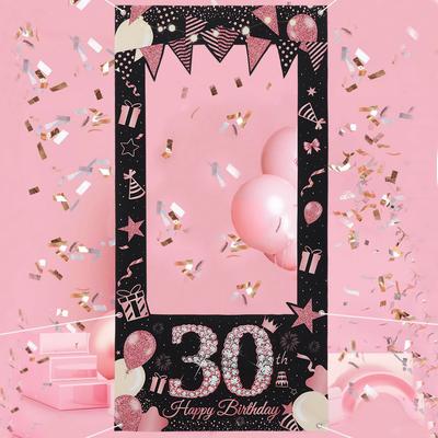 30. 40. 60. Geburtstag Fotorahmen Fotoautomat Requisiten Rosarot Gold Erwachsener 30 40 60 Jahre Alt Geburtstagsfeier Deko Hintergrund