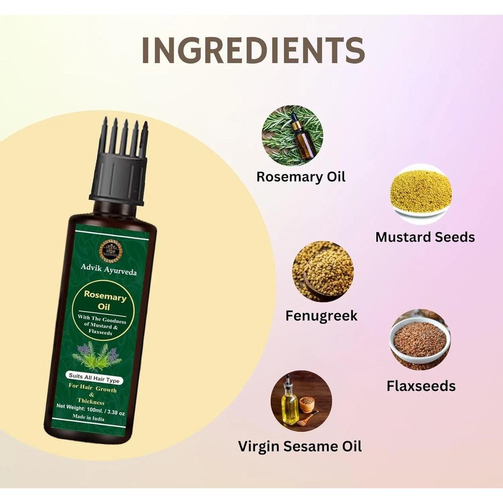 Advik Ayurveda Rosemary Oil Suitable For All Hair Types 100ml