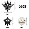 5pcs Crown Theme PE Decorative Balloon Set, Crown Shape Balloon, Happy Birthday Aluminum Foil Balloon Party Supplies