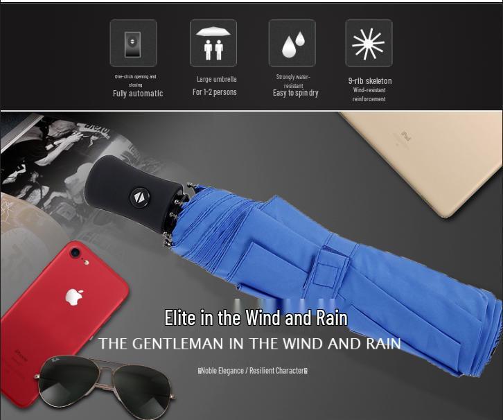 Large Windproof Automatic Folding Umbrella with Custom Logo