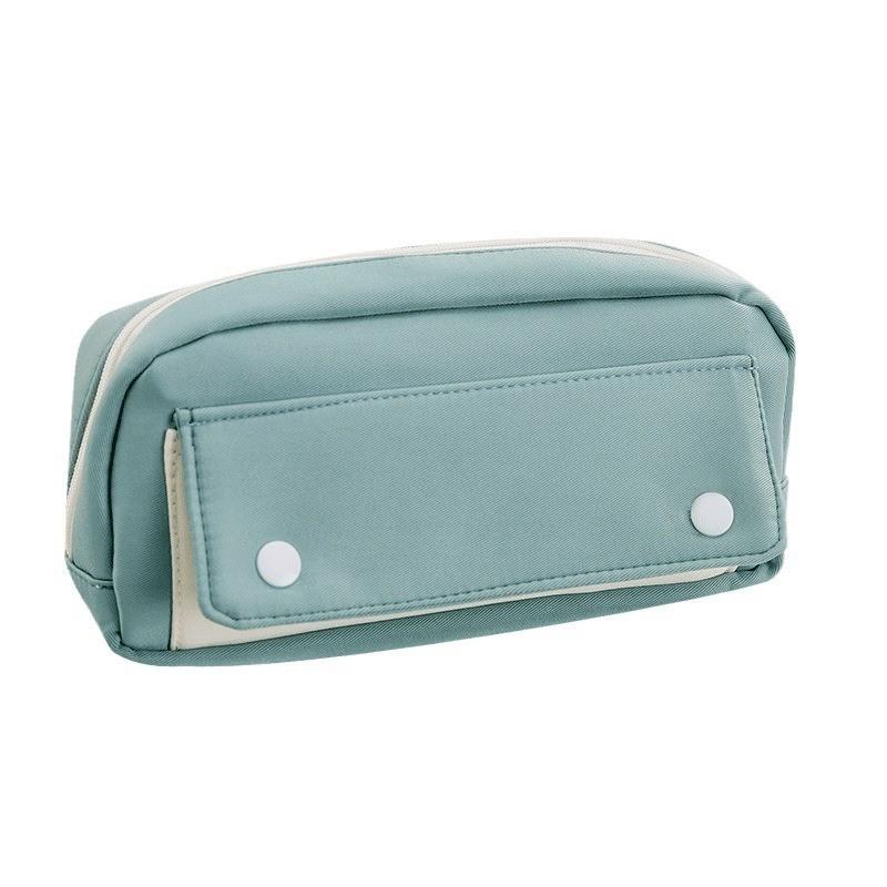 Pencil Case For Students With Large Capacity Dual Zipper Storage In Polyester Fabric
