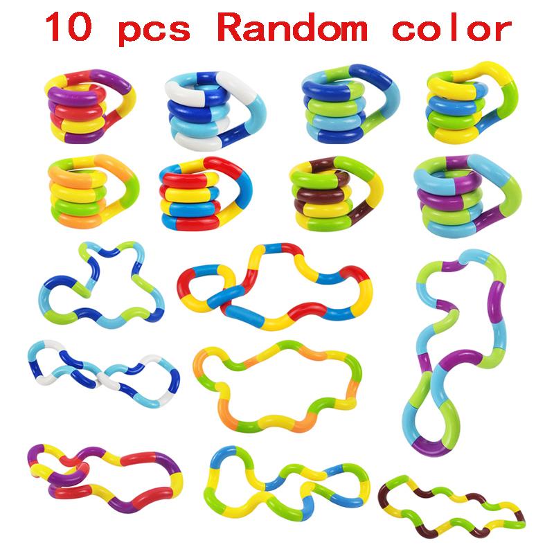 Tangle 10Pcs Fidget Toy Twisting Sensory Toy Hand-Eye Coordination Toy Anxiety Easing Finger Toy For Kid Adult Fine Motor Skills