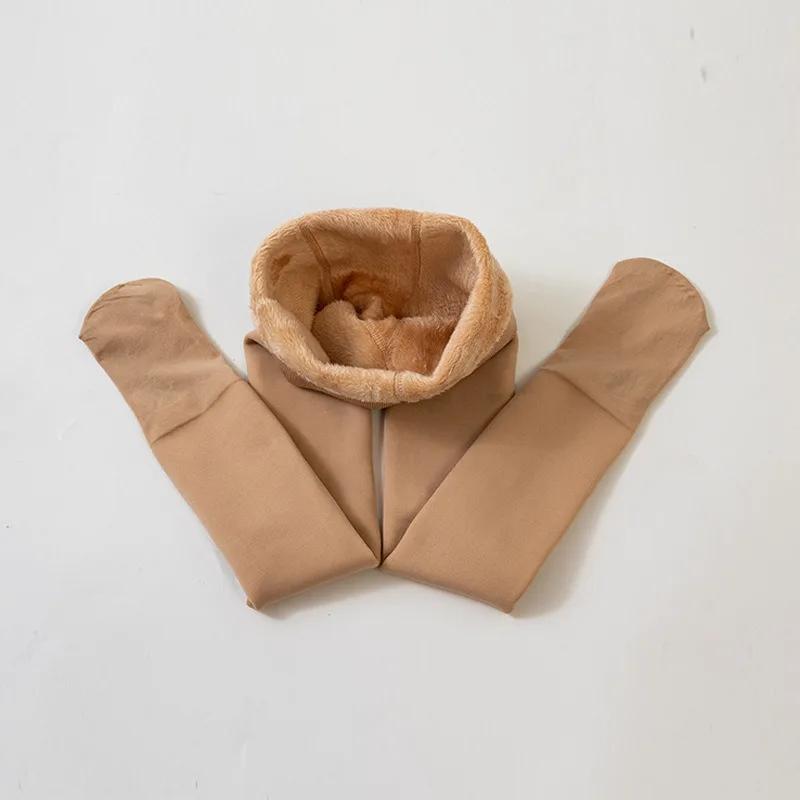 Thickened Children's Pantyhose with Added Velvet  Winter Skin Tone  High Elasticity  Anti Pilling White Dance Socks