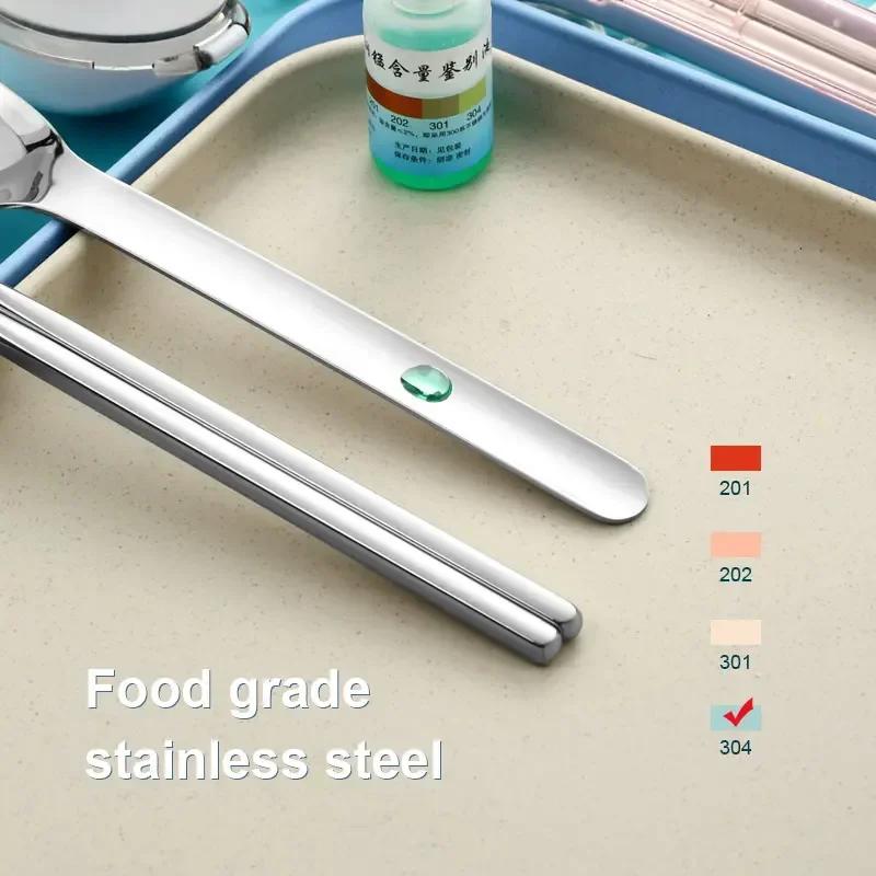 2pcs Portable Dinnerware Set with Storage Box for Travel, Picnic - Chopstick, Spoon