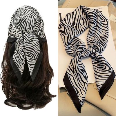 Luxury Fashion Striped Printed Square Scarf Neck Scarf Headscarf Single Breathable Soft Satin Hair Bands Headband Bandana