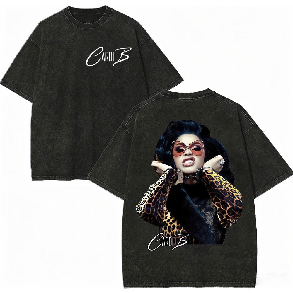 Vintage Washed Rapper Cardi B Graphic T Shirts Little Miss Drama Tour 2026 Tshirts Men Women Clothing Hip Hop Fashion Tshirt