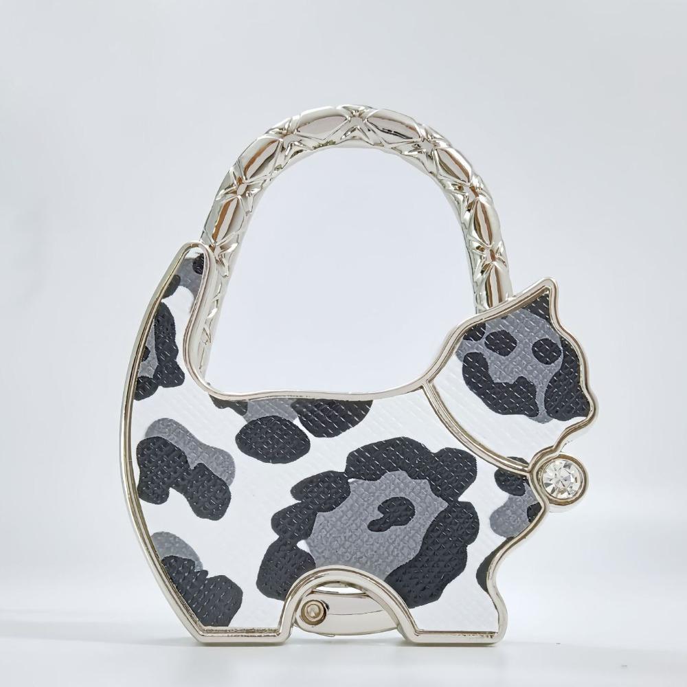 Fashion Leopard Print Cat Handbag Hook Portable Creative Table Hanger Durable Foldable Bag Hanger for Table