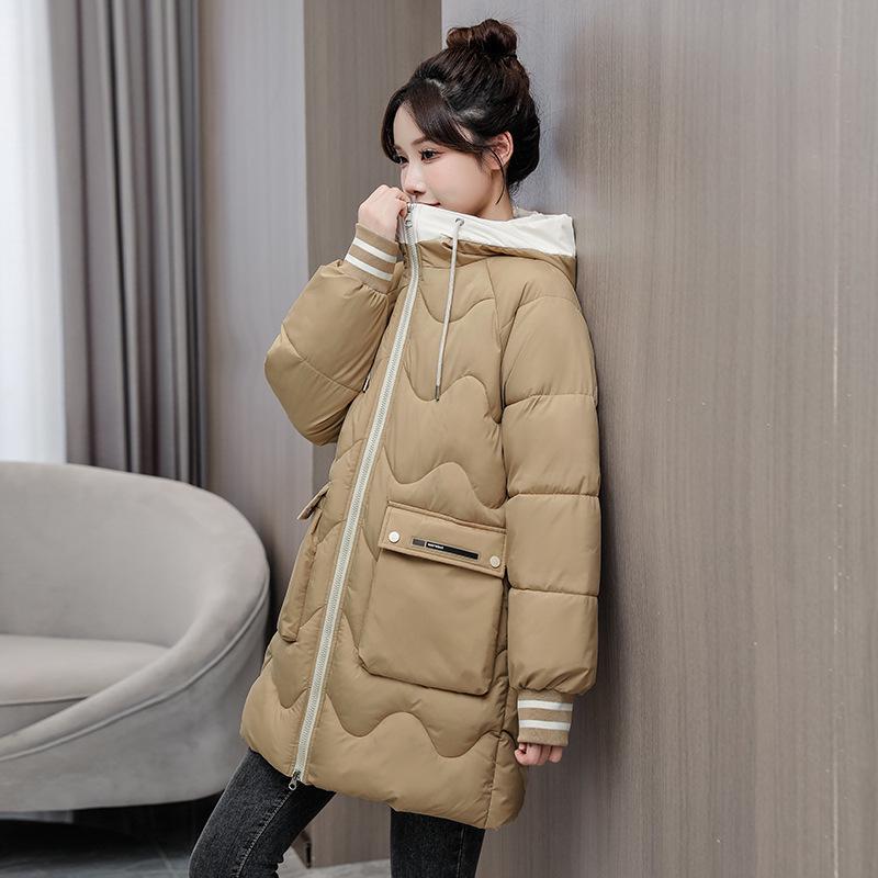 Women's Plus Size Hooded Cotton Jacket - Winter 2023, Mid-Length, Thickened, Loose Fit Outerwear