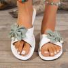 Fashion Women Slippers Breathable Linen Slides Women Lightweight Slip-On Shoes Women Indoor Outdoor Slippers Vintage Round Toe Sandals