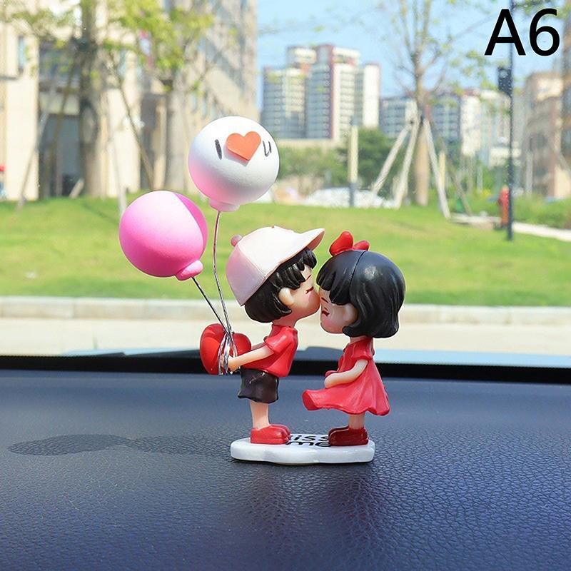 Cute Kiss Couple Car Interior Decoration Action Figures Auto Rearview Mirror Dashboard Ornaments Gift Home Desktop Decor