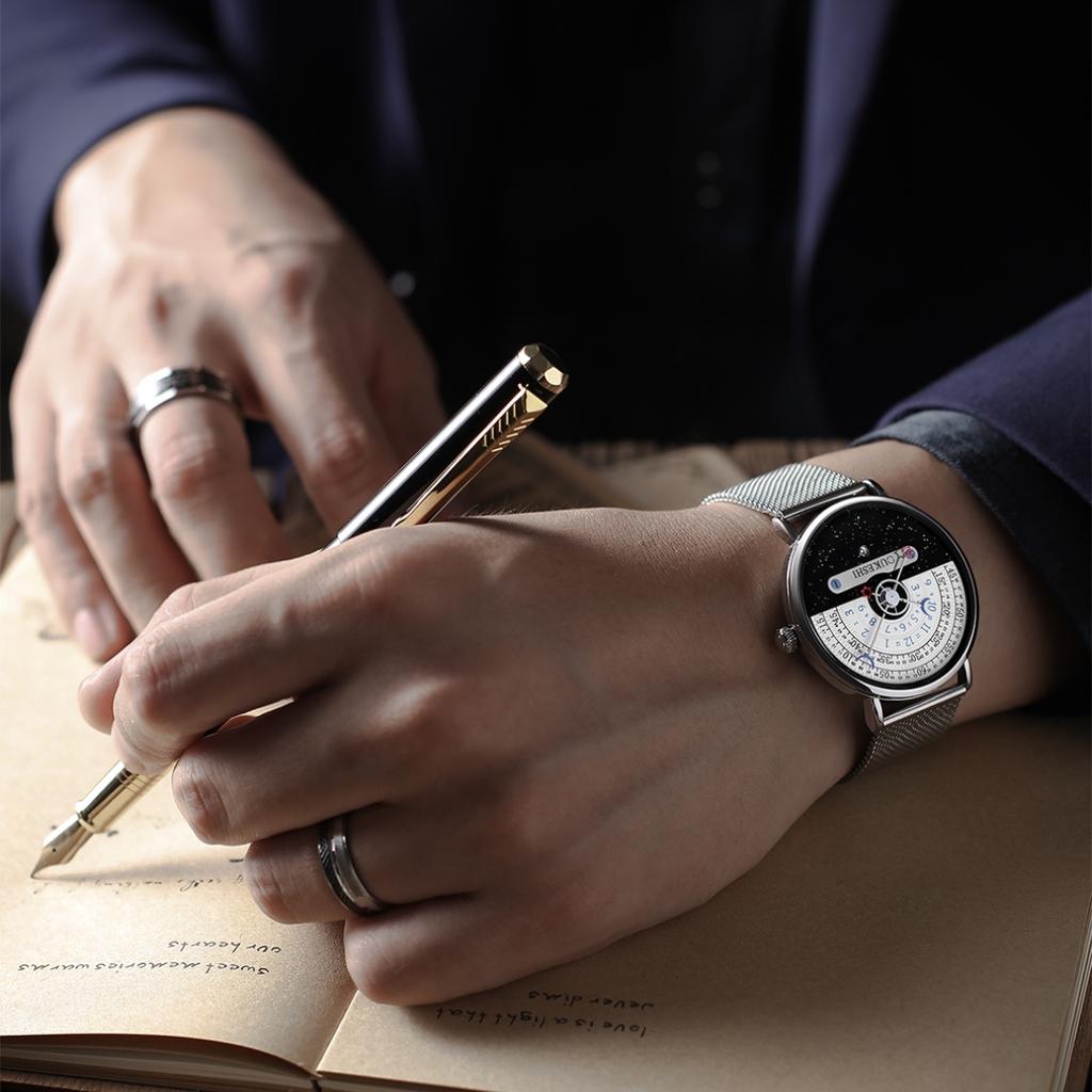 Luxury Men Business Watches Fashion Mesh Band Calendar Quartz Wristwatches For Mens Clock Reloj Hombre