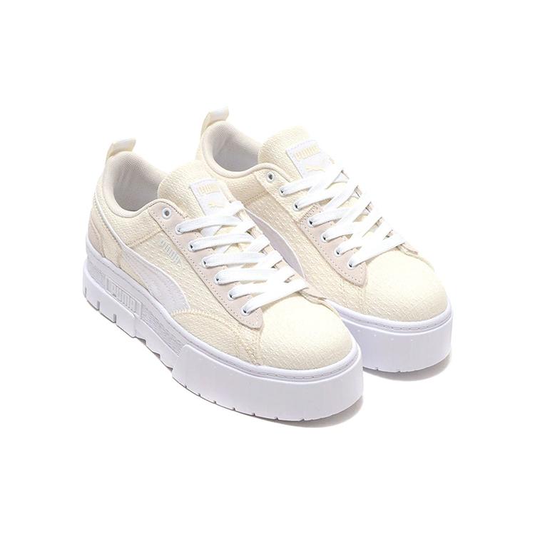PUMA Mayze Patchwork Thick Sole Retro Casual Skateboarding Shoes White Women's (Unisex) Skateboard Shoes 383687 01