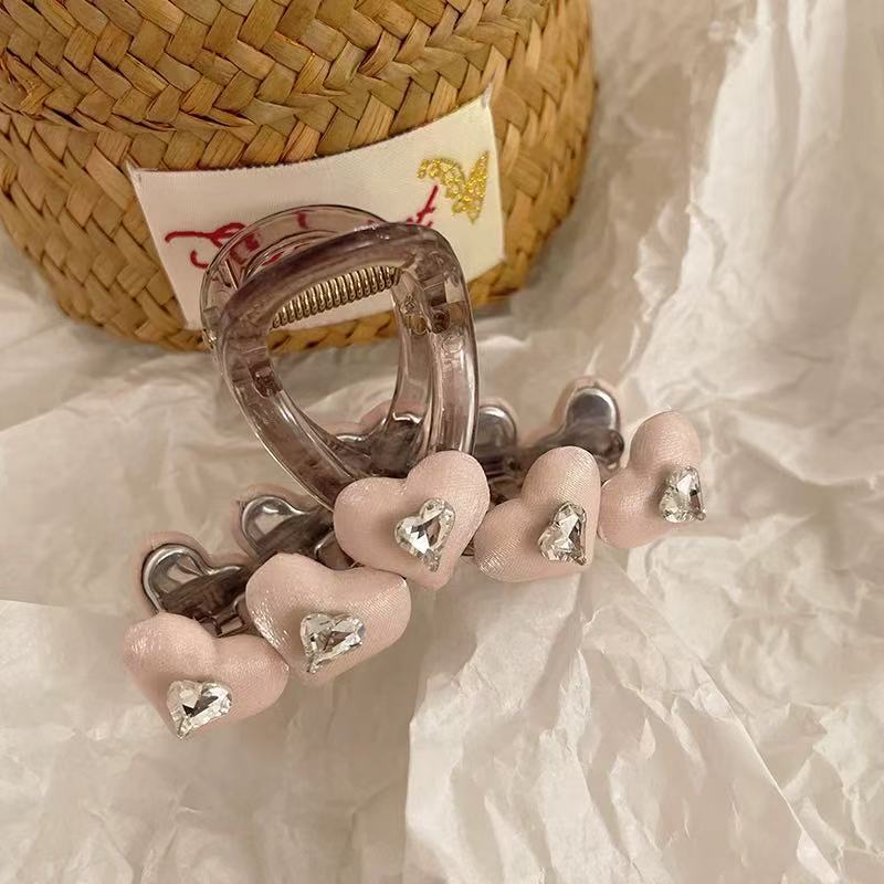 2025 New Korean Jelly Color Flower Heart Hair Claws Sweet Rhinestone Hair Clips Irregular Shark Hairpins Hair Accessories Headwear