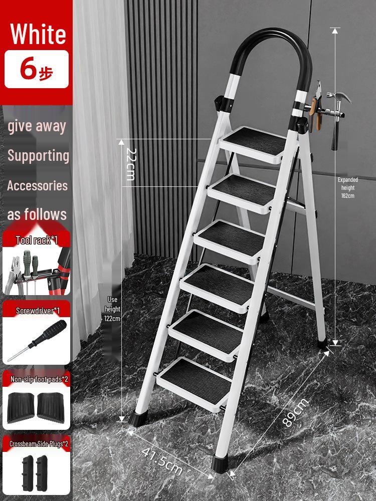 Four-Step Folding Telescopic A-Frame Ladder for Indoor Use