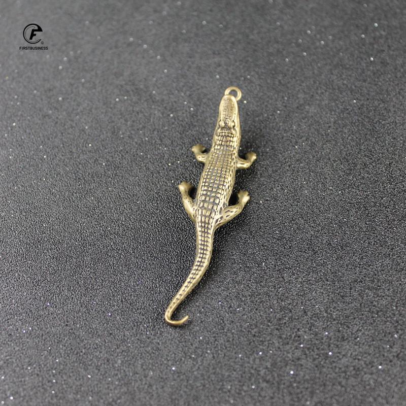 Antique Bronze Small Crocodile Statue Home Ornaments Retro Copper Animal Alligator Figure Feng Shui Business Decorations Crafts