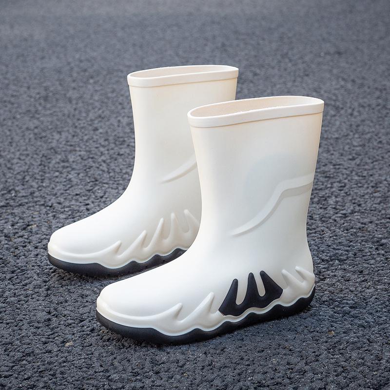 

Men s Waterproof Mid-Calf Rain Boots: Non-Slip, Wear-Resistant for Outdoor Work & Fishing. 40 білий