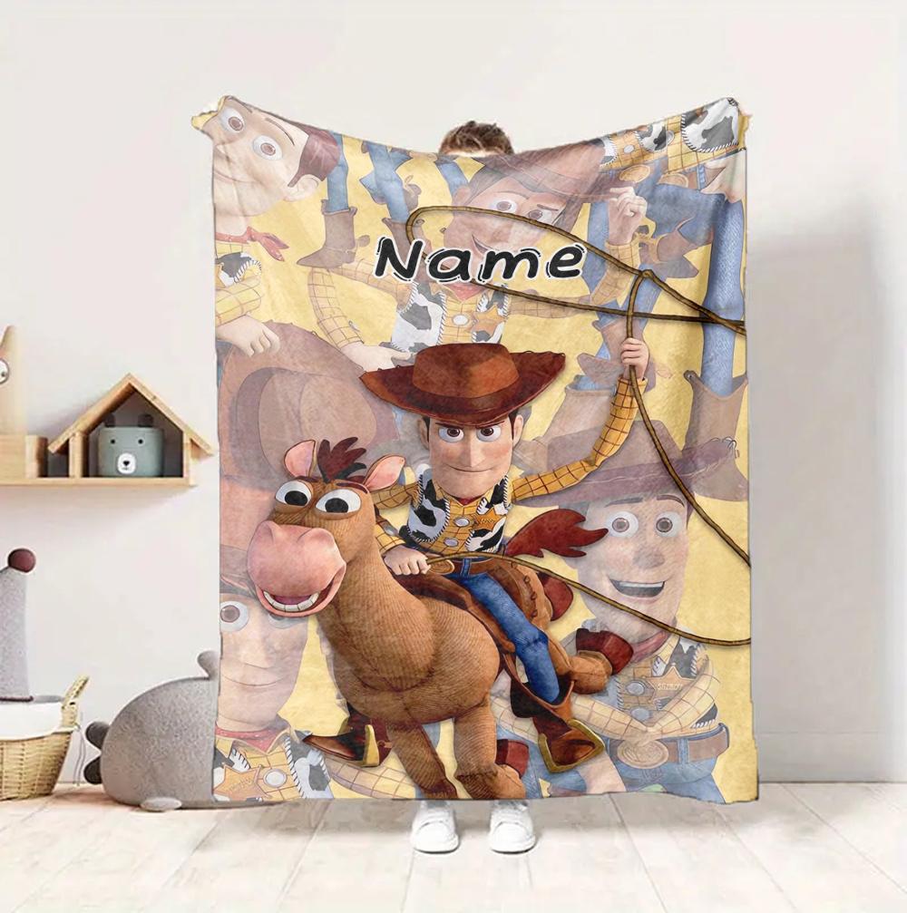 Custom Name Toy Story Flannel Blanket Throw Blanket Soft Warm Sofa Bed home Decor Unique Gift