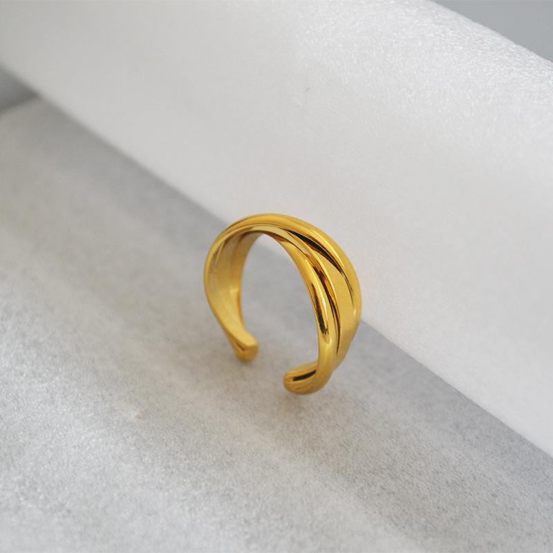 

Minimalist Gold-Plated Intertwined Three-Ring Open Index Finger Ring Adjustable Open золотой