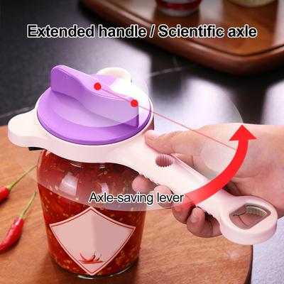 Apribottiglie/Barattoli Senza Sforzo con Meccanismo Tappatore Regolabile Rimozione Facile del Coperchio Manico Lungo Rimuovi Tappo Barattolo Antiscivolo