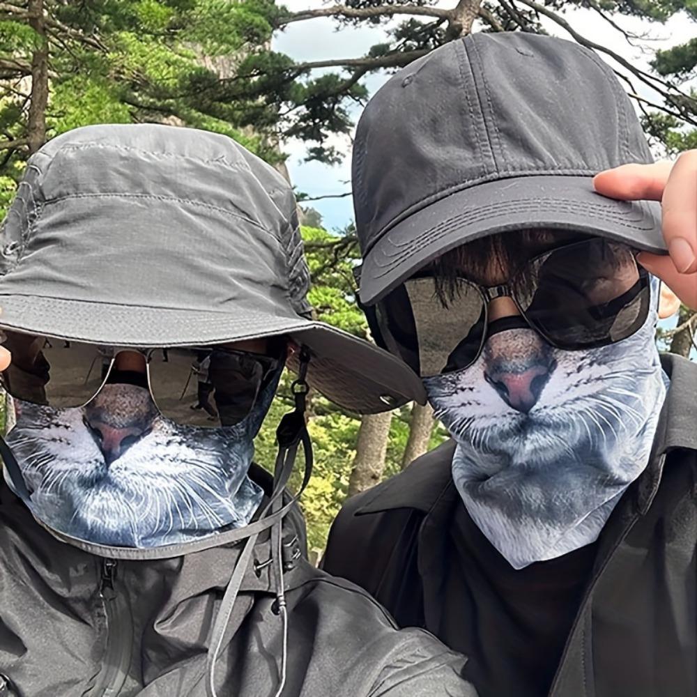 Quick-Dry 3D Cat Pattern Sun Protection Face & Neck Cover Breathable Ideal for Outdoor Sports & Cycling,Sunscreen, Full Face