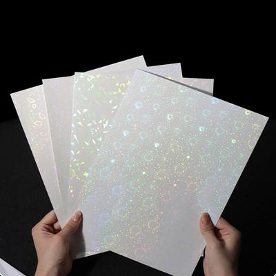 5Pcs A4 Waterproof Holographic Lamination Film Transparent Self Adhesive Stickers for Arts and School Supplies