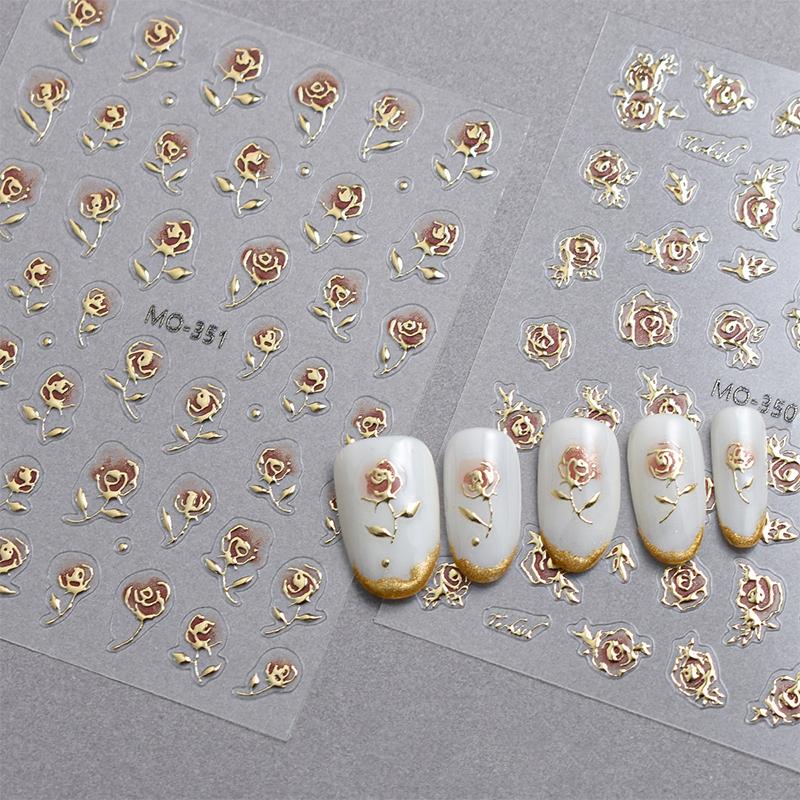 Rose Flower 3D Nail Sticker Accessories Nail Art Decoration Self-Pressing On Manicure Sticker Ladies Manicure Supplies Decal