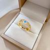 Real Gold Electroplated Open Eyes Zircon Fashion Slightly Inlaid Light Luxury Ring Index Finger Ring Same Cold Wind
