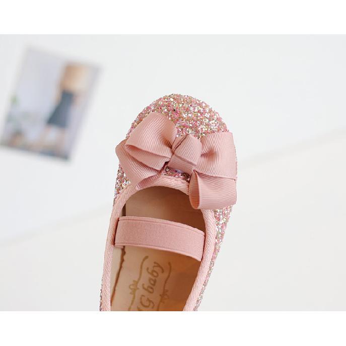 Toddlers Girls Shoes Glitter Leather Flats For Little Kids Children's Dress Shoes Bow-knot Princess Sweet Loafers Soft For Dance
