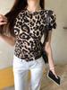 2026 New Arrival Leopard Print One-Shoulder Long-Sleeve Women's Top - Trendy European & American Early Autumn Fashion
