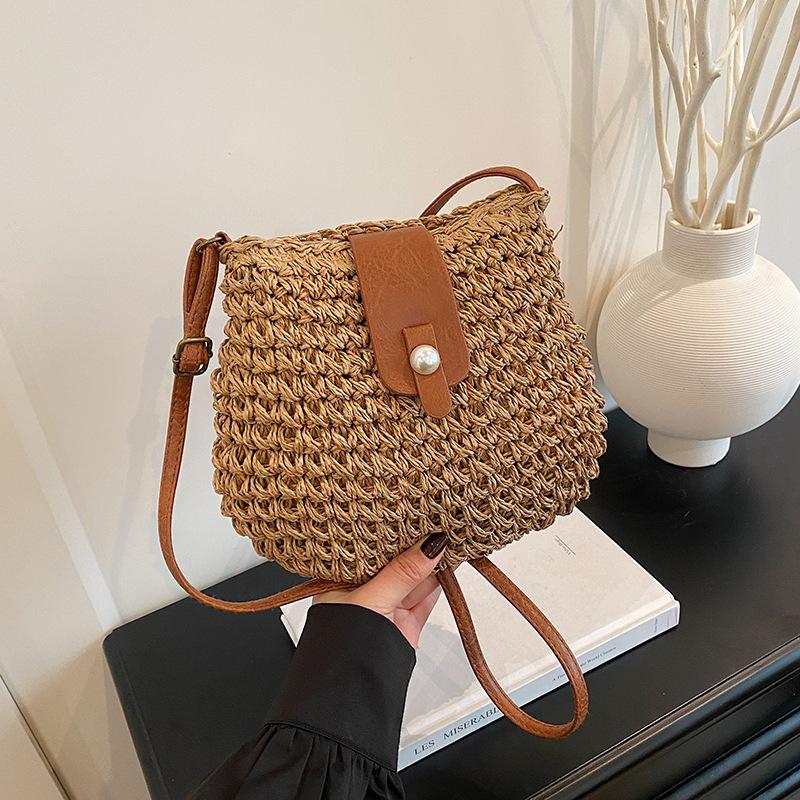 

2025 New Summer Women s Woven Crochet Tote Bag Beach Vacation Shoulder Bag Lightweight Cotton Linen Boho Hollow Out Purse