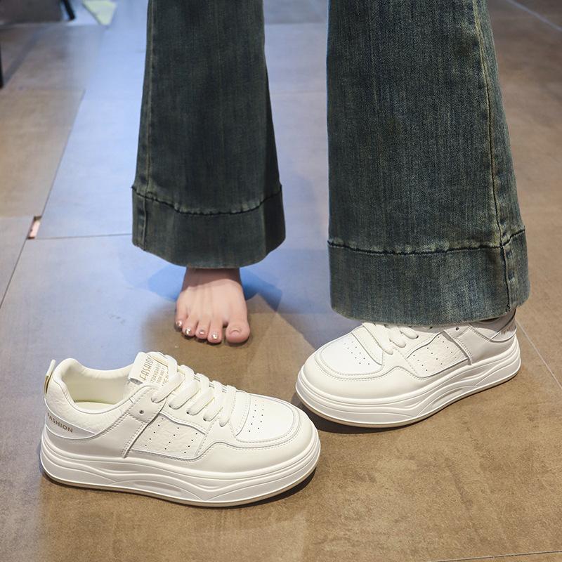 Cowhide version~ leather platform white shoes children's board shoes 2025 autumn new versatile casual sports women's shoes
