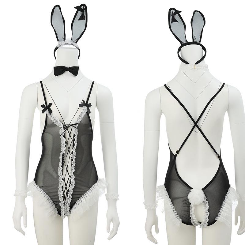 Retro Cheongsam Temptation Lingerie Set with Side Slit and Lace-up Design