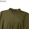 ZANZEA Women Round Neck Long Sleeve Loose Vintage Long Dress