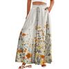 Women's Palazzo Pants Boho Floral Wide Leg Trousers Summer Beach High Waisted Flowy Pants With Pockets