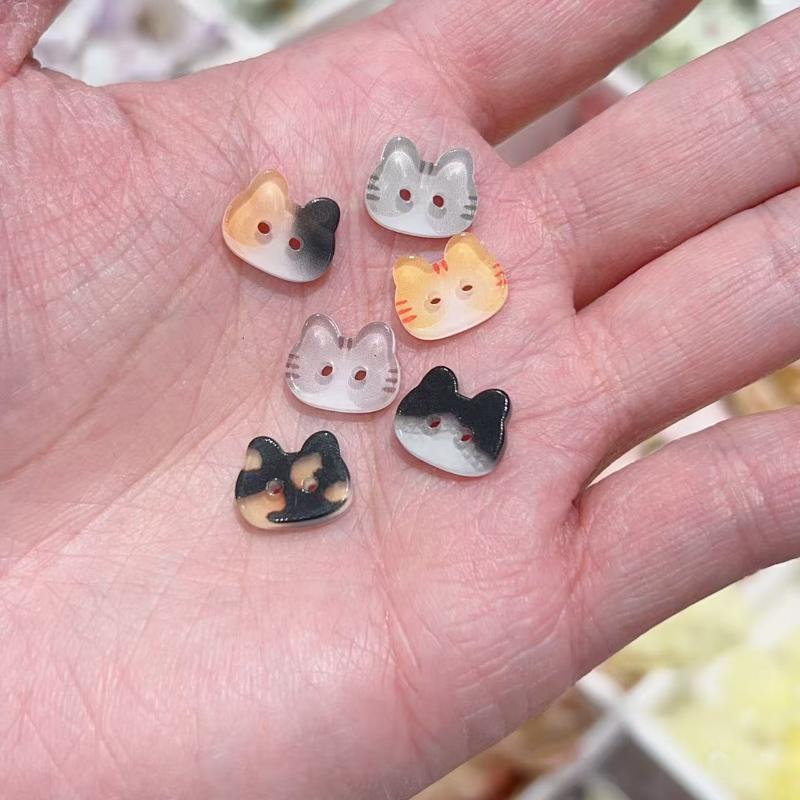 20Pcs Cute Cat Two-eye Buttons 12/17mm Colourful Cartoon Cat Resin Buttons DIY Kids' Clothes Hats Socks Buttons·