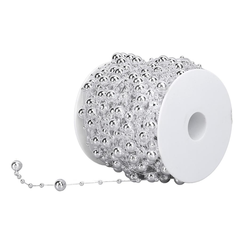 1 Roll Prl Bds Chain Artificial Prl Strand Trim String for Flower Wrth Wedding Bouquet Party Decoration