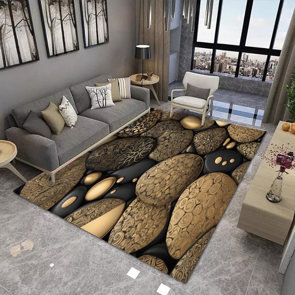 3D Atural Pebble Stone Pathway Carpe Rug Non-slip Soft Realistic Texture Home Decoration Living Room Modern Durable Floor Mat