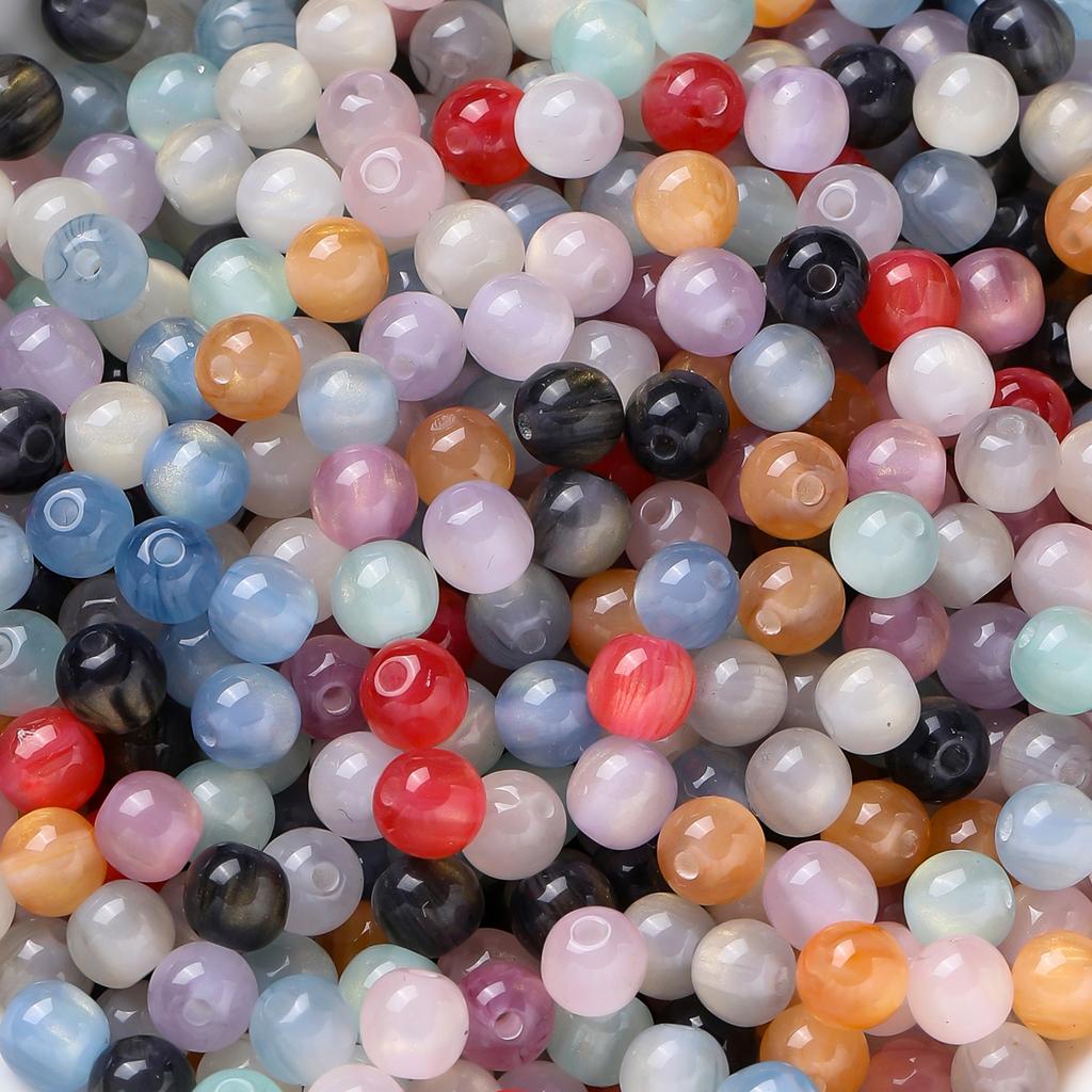 10pcs/lot 6mm Glitter Cat Eye Round Acrylic Resin Beads Charm Loose Spacer Beads for Handmade DIY Jewelry Making Bracelet