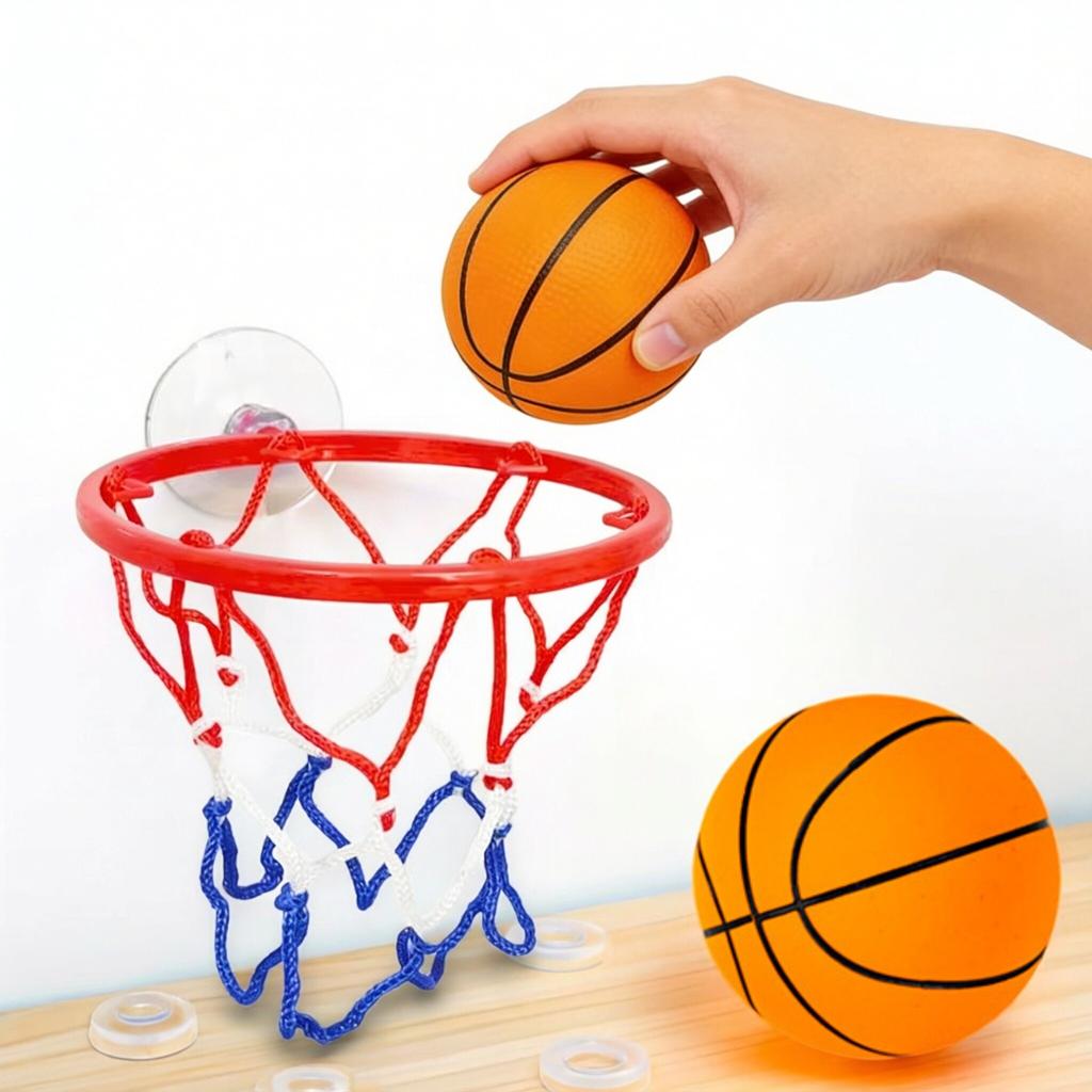 Mini Solid Rubber Elastic Ball Small Basketball Set Wrist Coordination Training Indoor Shooting Table Game Fun Toy For Kids