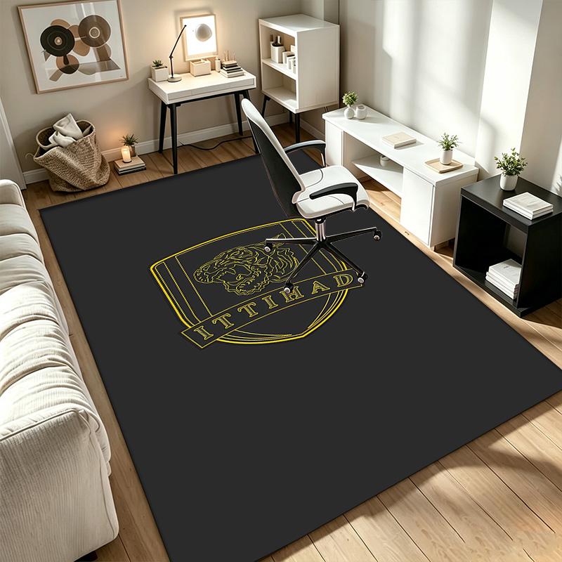Al‑Ittihad FC A rug suitable for office chair areas living rooms and computer desks perfect for home offices and an ideal holiday gift