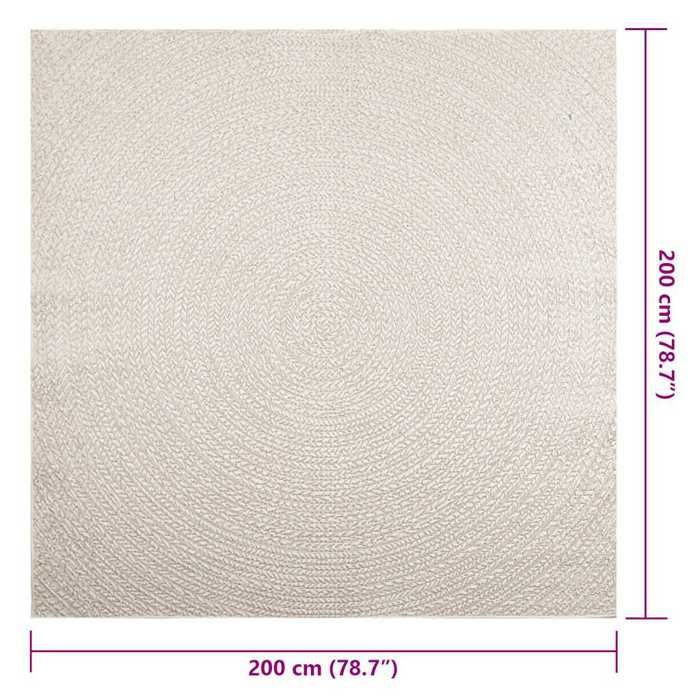 VidaXL ZIZUR Cream Rug 200x200 Cm Jute Look Indoor Outdoor, Outdoor Rug, Floor Mat, Indoor Rug, 4010380