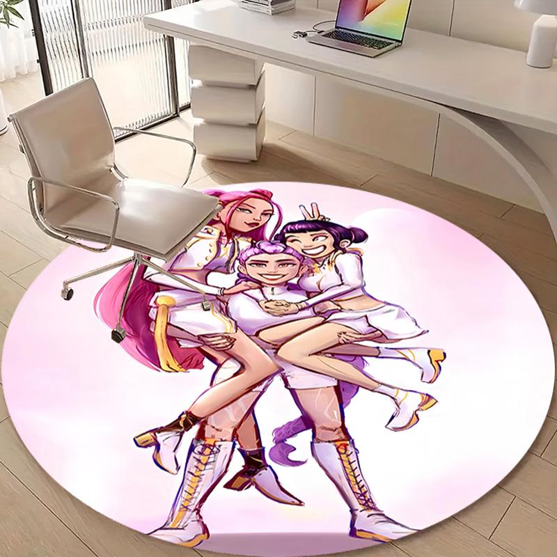 1pc KPop Demon Hunters8 Design Printed Area Round Carpet for Bedroom Living Room Home Decor Rugs Mat Non Slip Mat Rug for Bedside