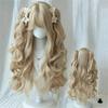 Cosplay Lolita Wig with Bangs Synthetic Halloween Harajuku Wig Long Curly Double Ponytail  Girl