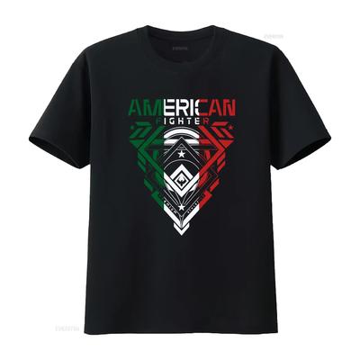 American Fighter T Shirt KENDLETON Black Mexico Regular Vintage Washed Top For Everyday Wear Versatile Casual Homme Stretched
