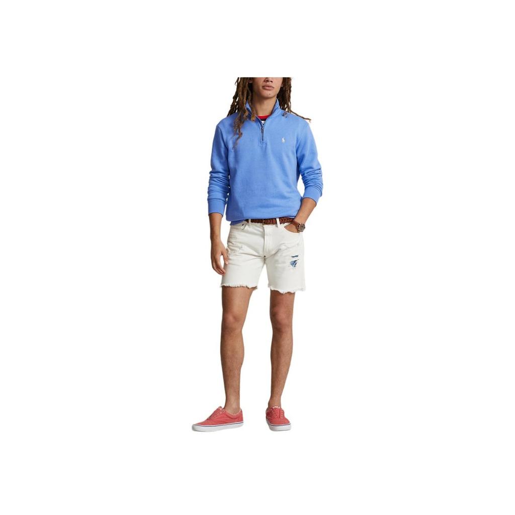 Polo Ralph Lauren Ss24 Μονόχρωμο Κεντημένο Λογότυπο Μπλούζα Φούτερ Ανδρική Μπλε MNPOKNI16823475-400