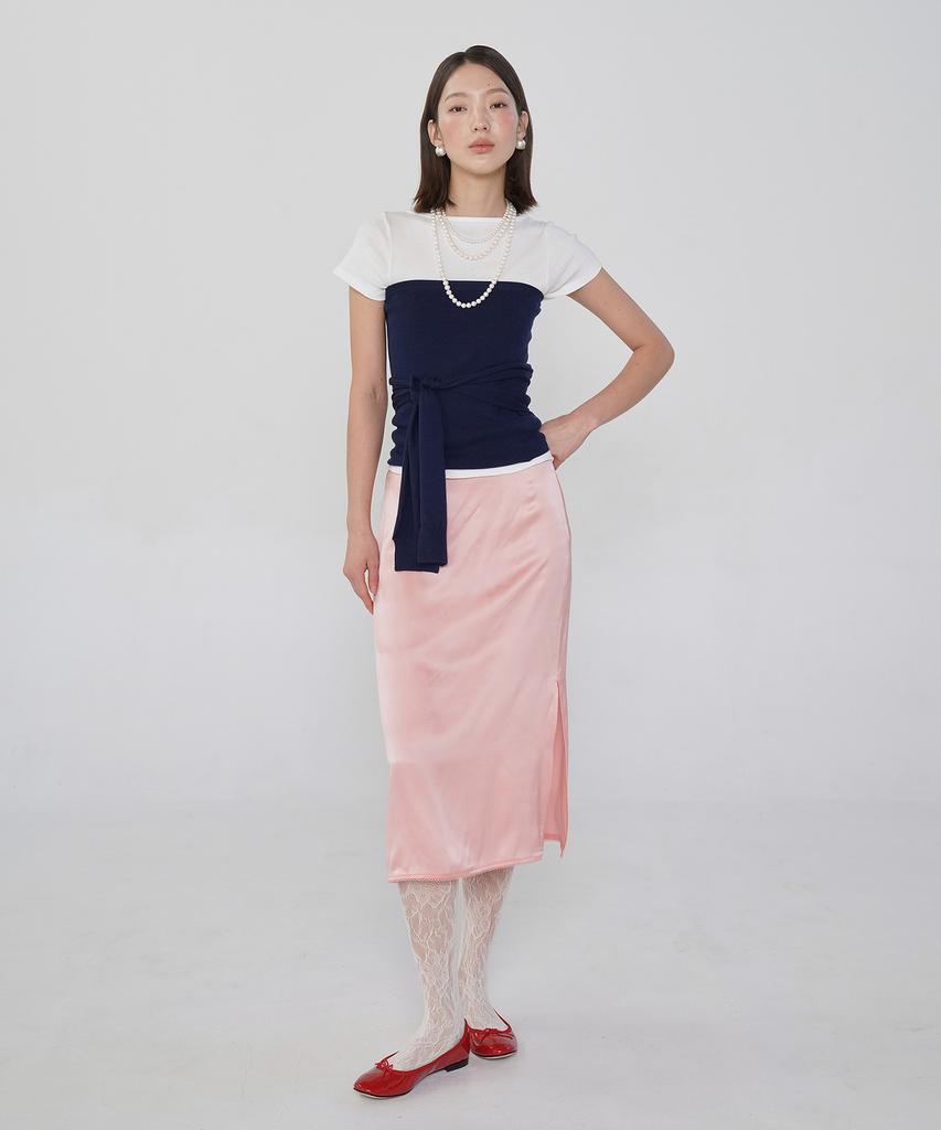 Pilot Silk H-Line Skirt (Pink)