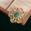 Women Brooch Flower Shape Rhinestone Retro Baroque Style Anti-slip Wear-resistant Suit Coat Collar Hat Scarf Decoration