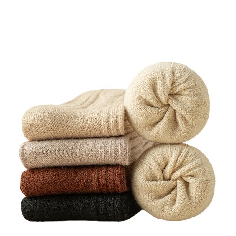 Female Autumn and Winter Plus Velvet and Thick Month Son Wool Long Pile Socks