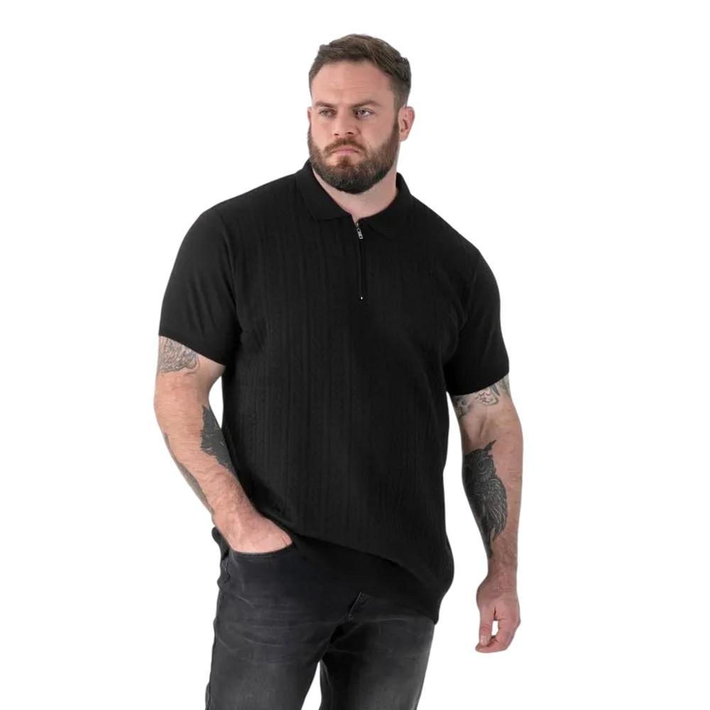 Duke Herren Kennedy D555 Zopfmuster Viertelreißverschluss Kingsize Poloshirt